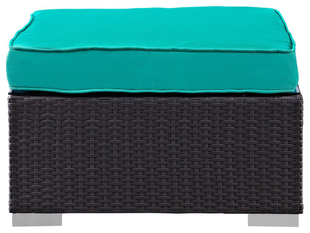 Modway Gather outdoor Patio Ottoman, Espresso Turquoise