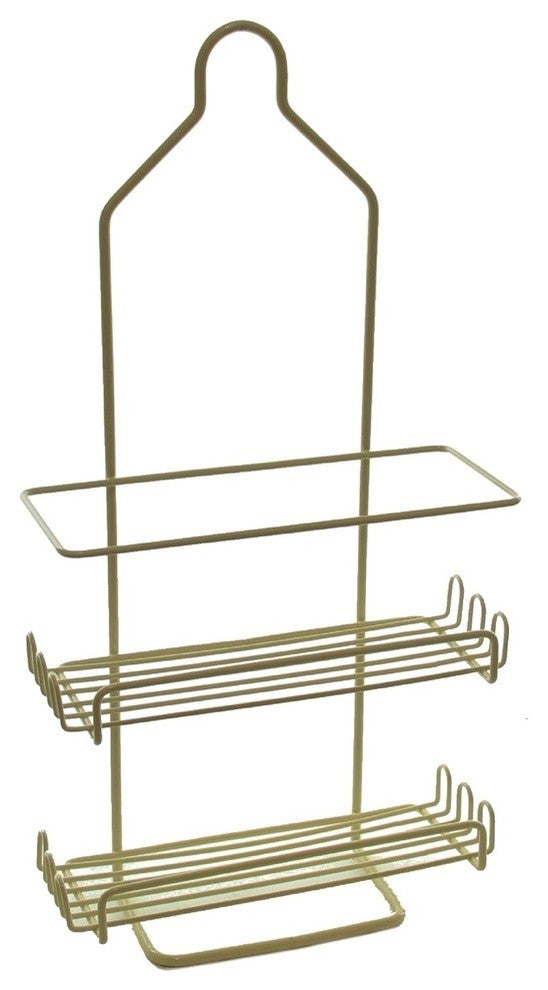 Two Tier Deluxe Shower Caddy Rack Organizer With Shelves Beige