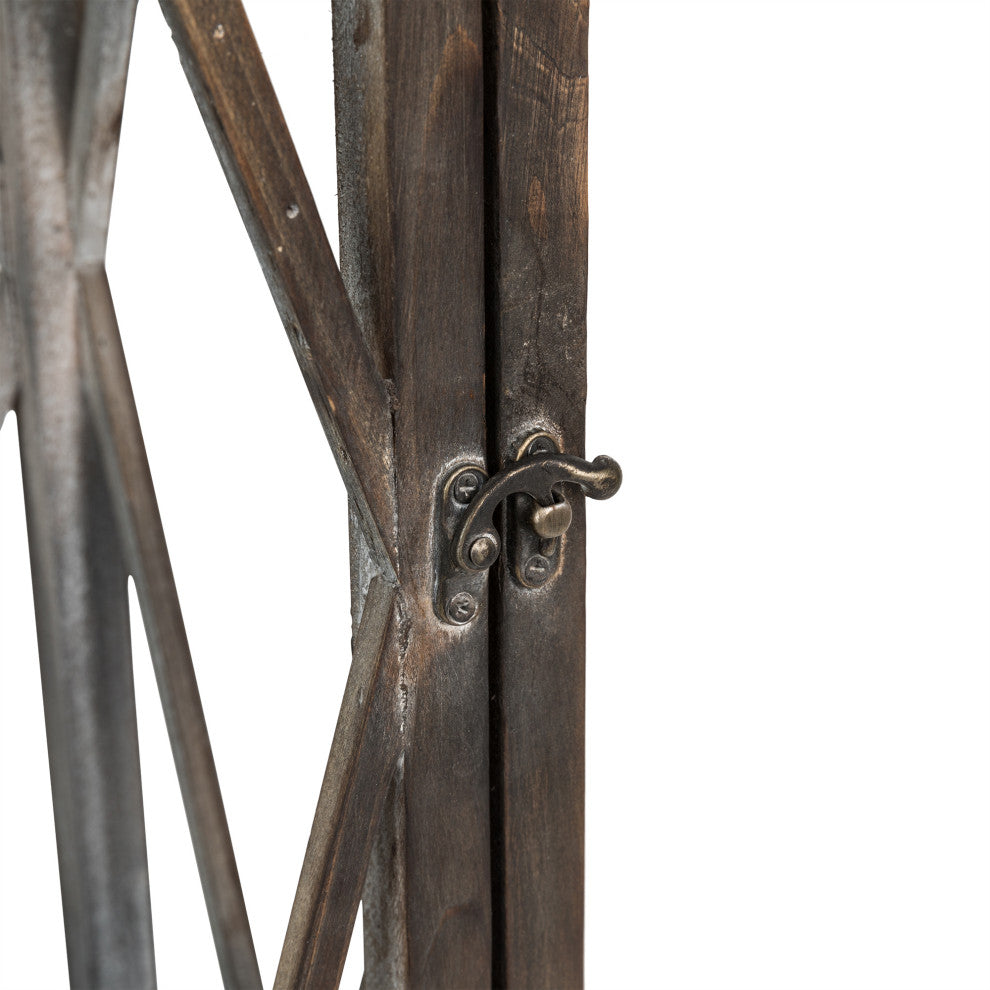 Farmhouse Wood Metal Lanterns Set of 2, Black