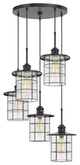 Metal and Glass, Dark Bronze, Pendant Cluster