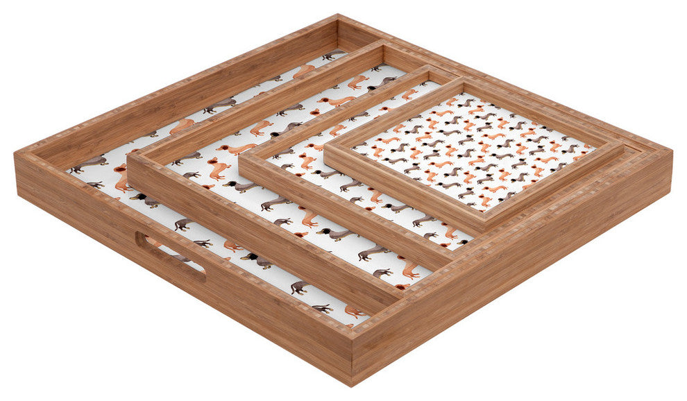 Deny Designs Wonder Forest Darling Dachshunds Square Tray