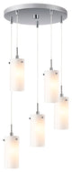Tube Multi-Light Pendant Cluster, Satin Nickel, Faux Opal Cylinder