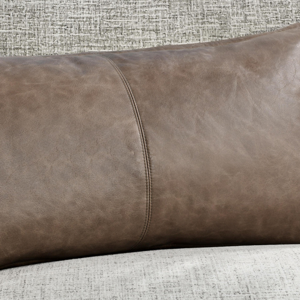 Cheyenne 100% Leather 14"x26" Throw Pillow by Kosas Home, Taupe