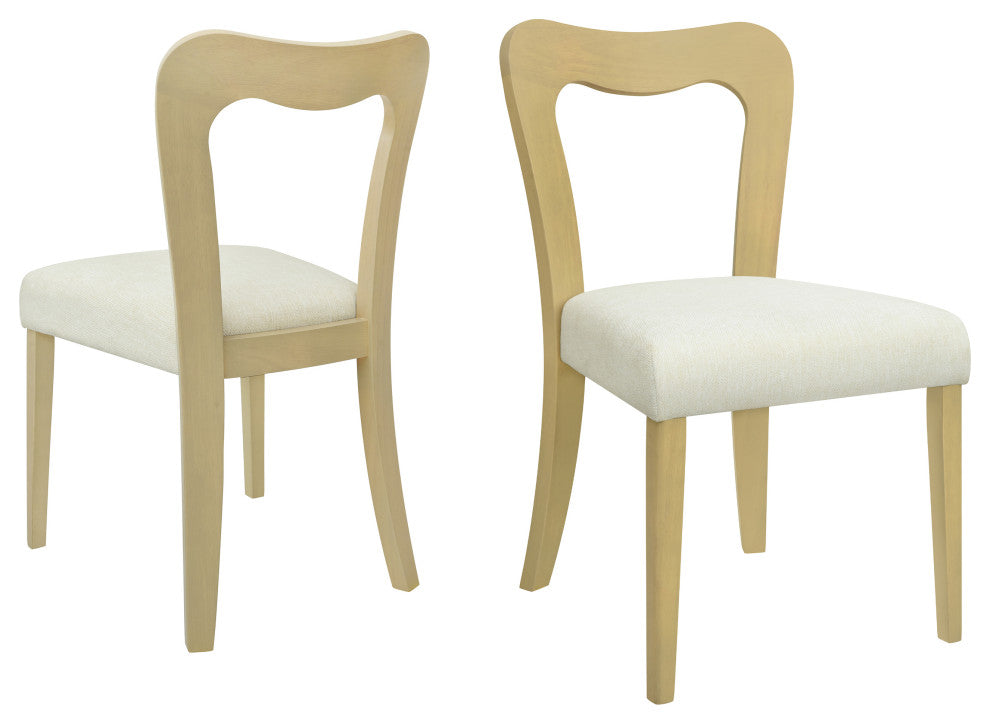 GDF Studio Modern Open Back Dining Chair, Set of 2, Light Ash/Beige