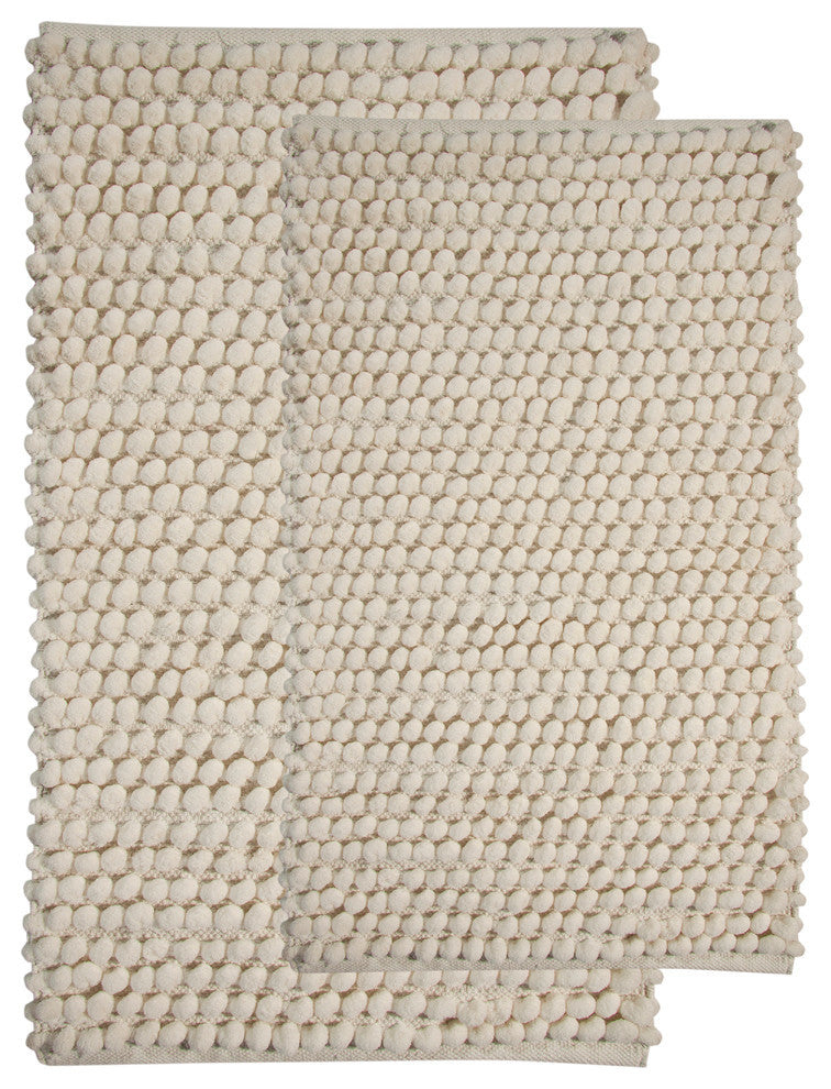Microfiber Hand Loom Bath Mats, 2-Piece Set, Ivory