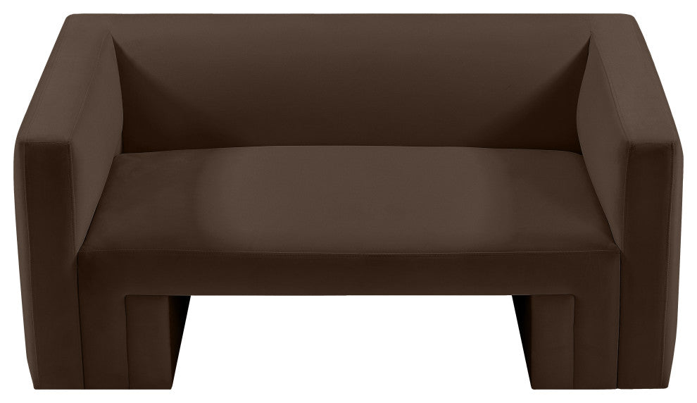 Henson Velvet Upholstered Loveseat, Brown