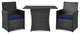 Costway 3PCS Patio Rattan Furniture Set Cushion Sofa Armrest Garden Deck Navy