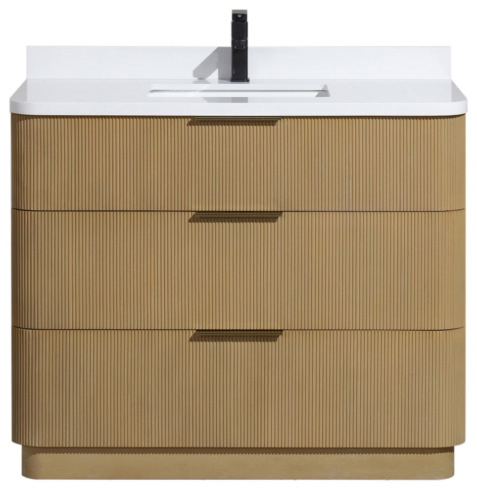 Ari Kitchen and Bath Calamigo 42" Freestanding Bathroom Vanity Oak