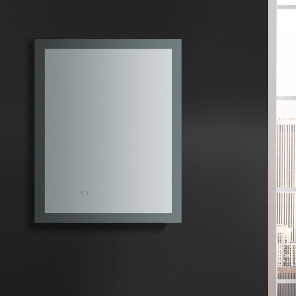Angelo Bathroom Mirror With Halo Style LED Lighting and Defogger, 24"x30"