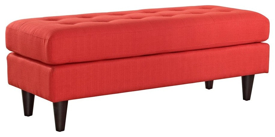 Modern Atomic Red Empress Upholstered Fabric Bench