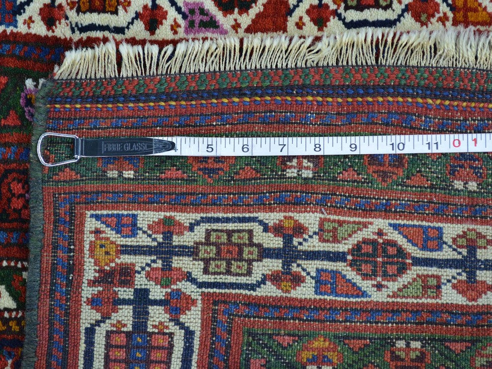 Consigned 3'2"x13'10" Persian Northwest Boteh Design Runner Handmade Rug