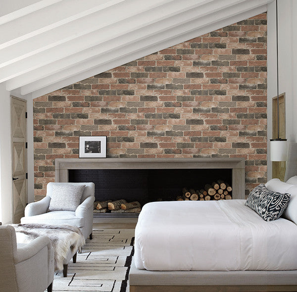Brick Pattern Wallpaper, Dusty Red/Brown, Sample