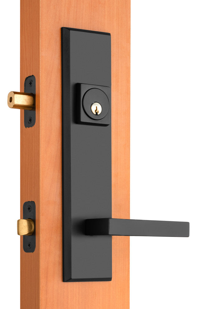 Times Square Entry Door Lock Handleset With Delta lever, Antique Black