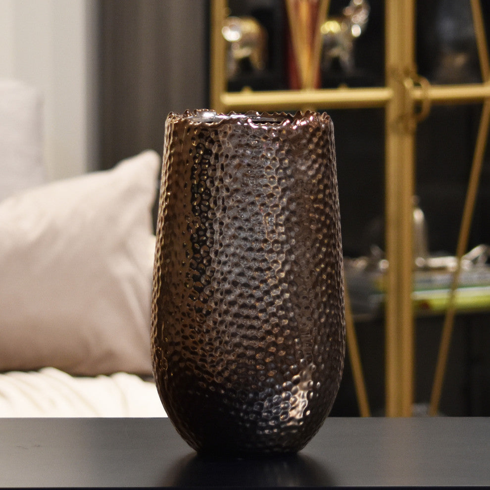 Ceramic Round Vase, Copper