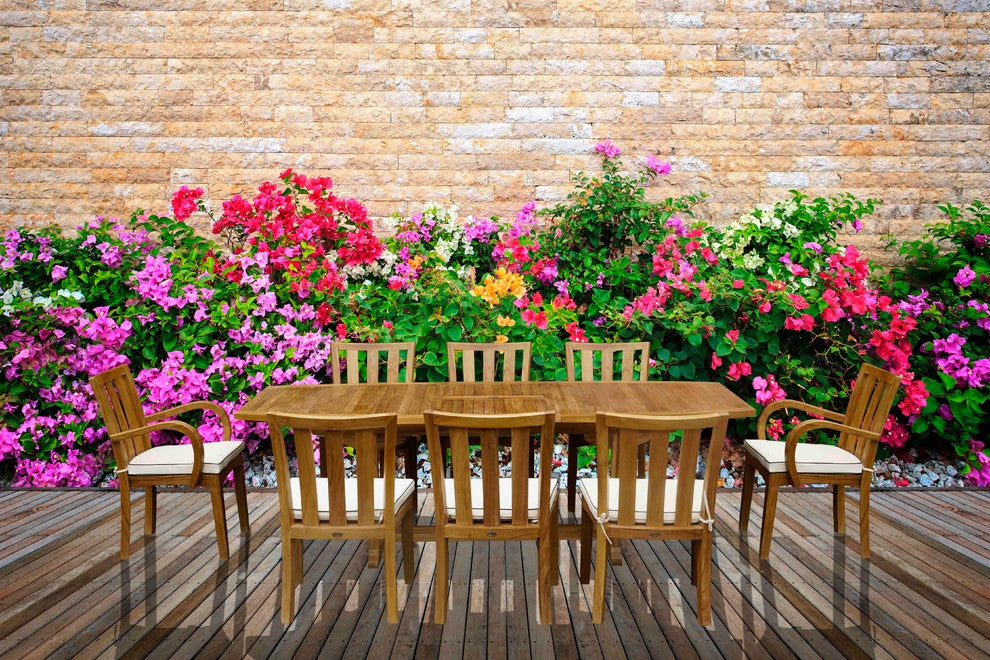 Teak Wood West Palm Semi Oval Patio Dining Extension Table
