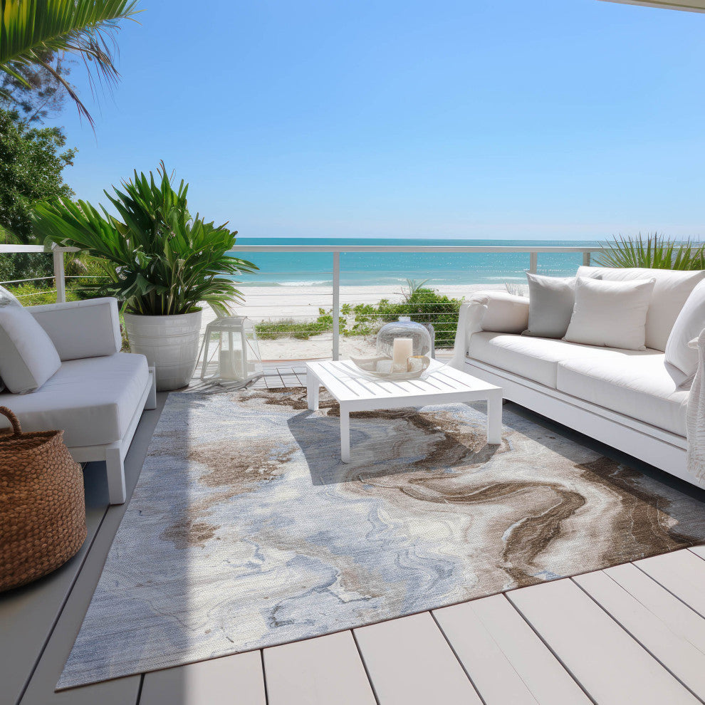Machine Washable Indoor/Outdoor Chantille ACN1862 Taupe 3' x 5' Rug