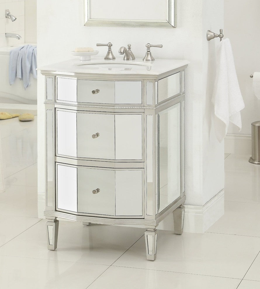 24" All Mirror Petite Bathroom Sink Vanity, Ashlie Model # HF006