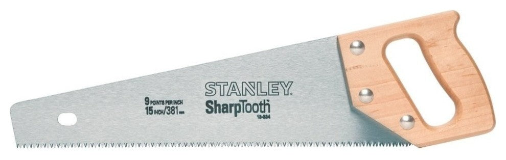 Stanley® 15334 SharpTooth™ Handsaw with Hardwood Handle, 15", 9 Point