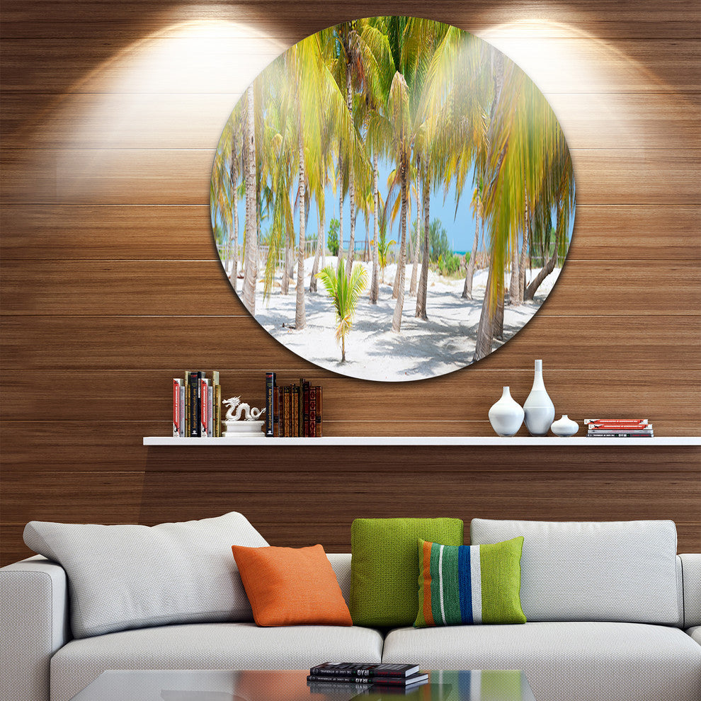 Palm Trees, Landscape Photography Large Disc Metal Wall Art, 11"