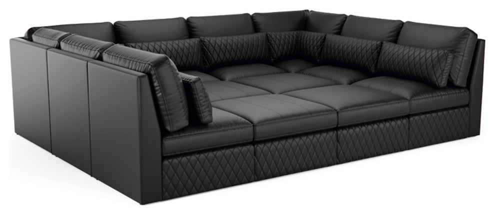 Seatcraft Diamante U-Sectional Pit, Black, 12-Piece U-Sectional Pit