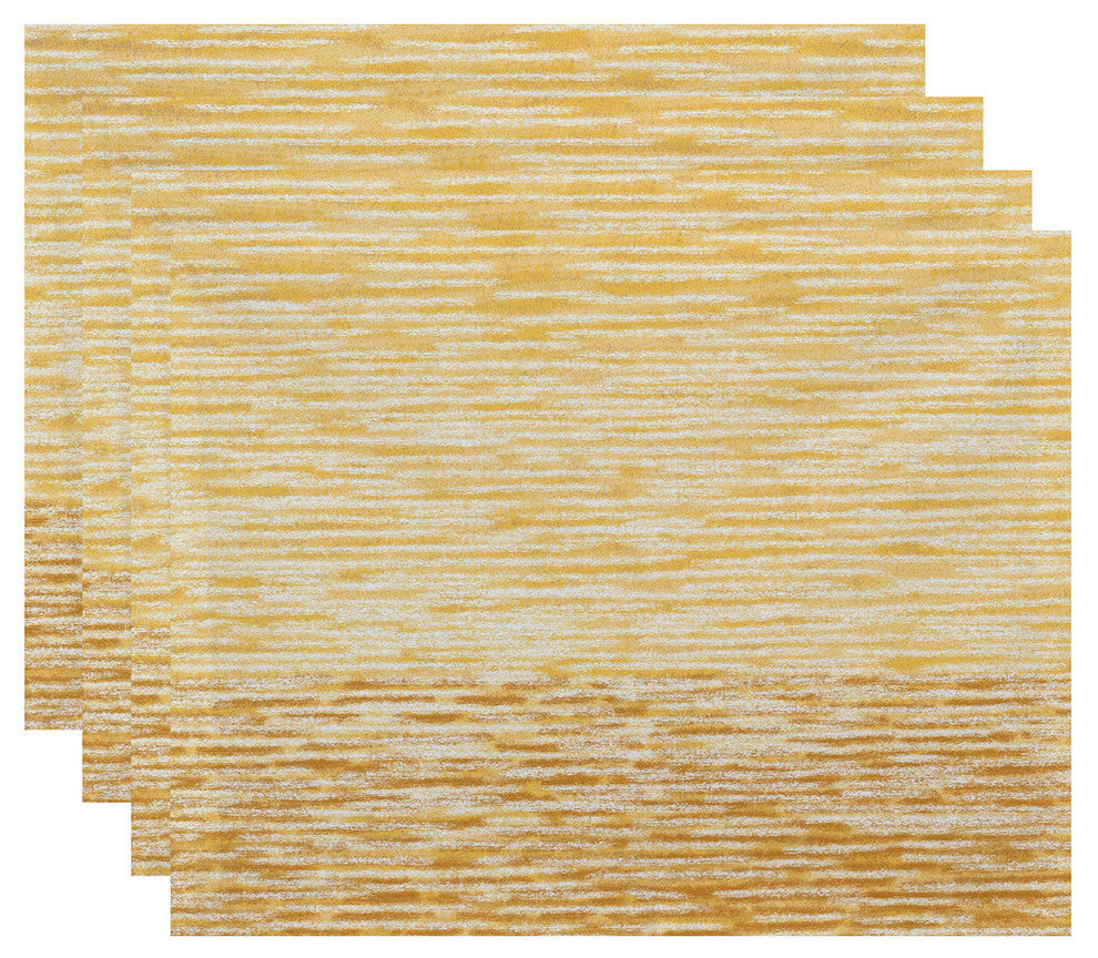 18"x14" Ocean View, Geometric Print Placemat, Yellow, Set of 4