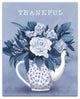 Thankful Teapot With Flowers 16x20 Canvas Wall Art