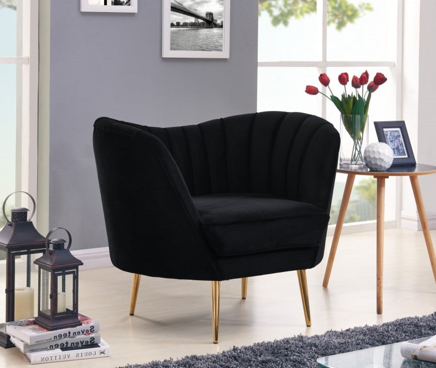 Margo Velvet Upholstered Set, Black, Chair