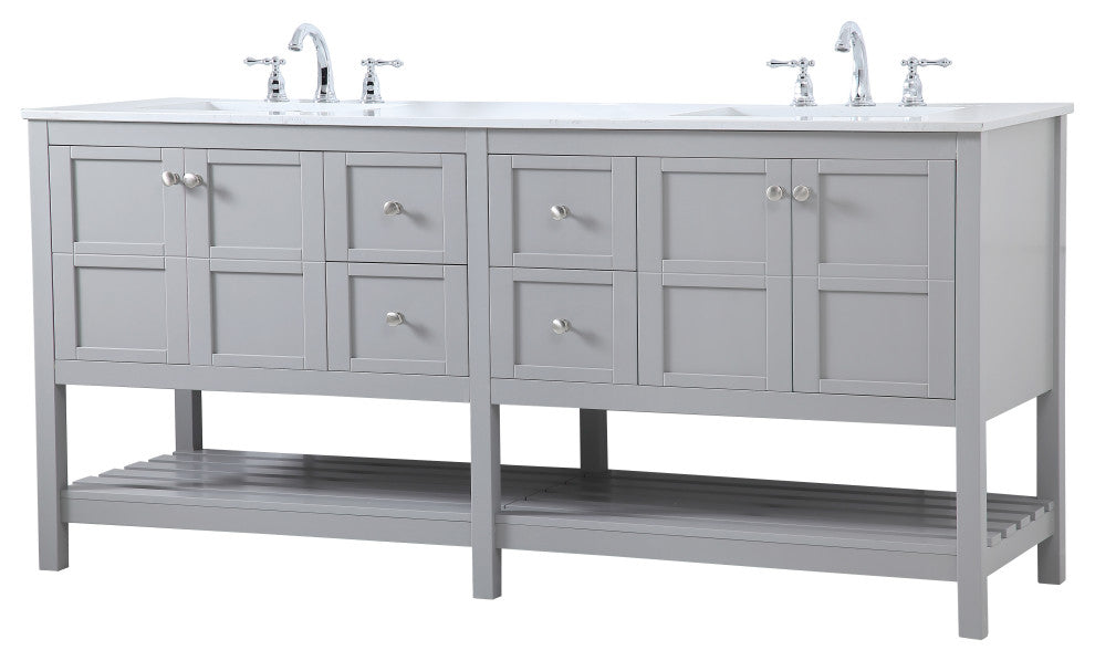 Grey 72" Double Sink Bathroom Vanity