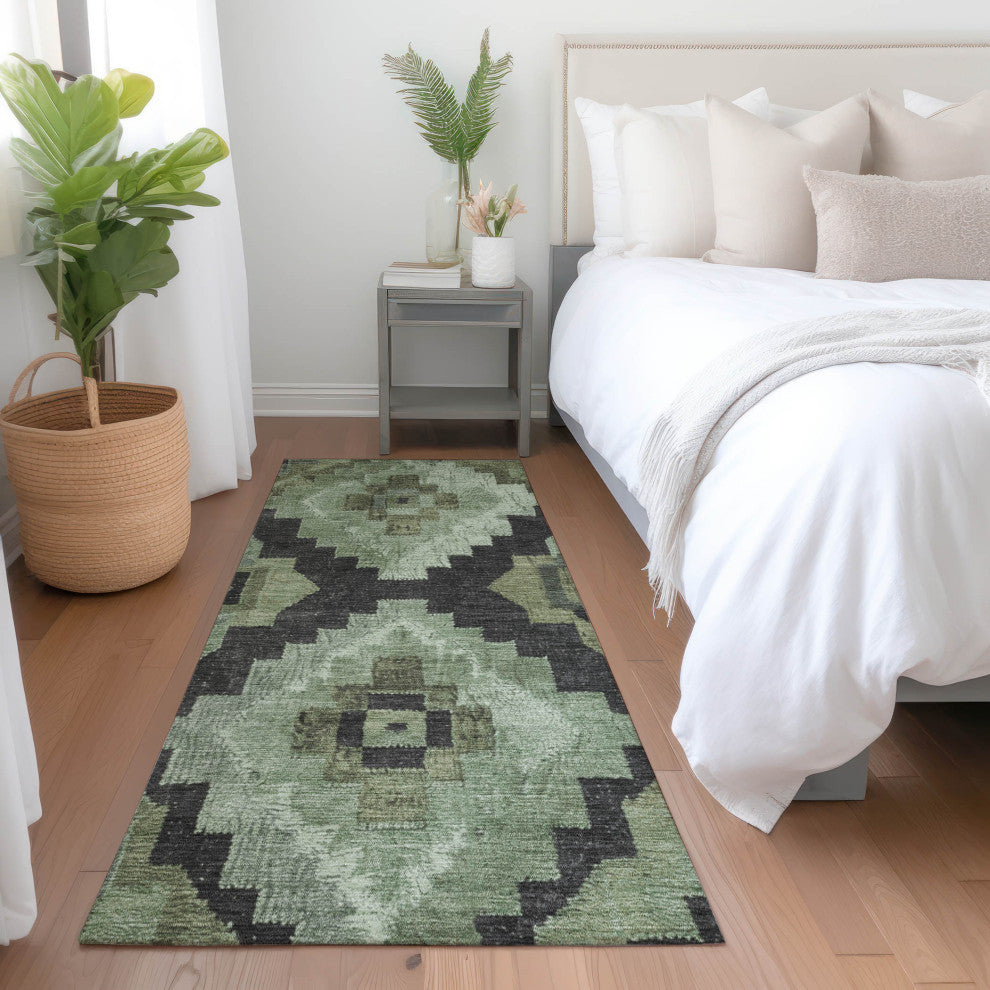 Machine Washable Indoor/Outdoor Chantille ACN1894 Aloe 2'3" x 7'6" Runner Rug