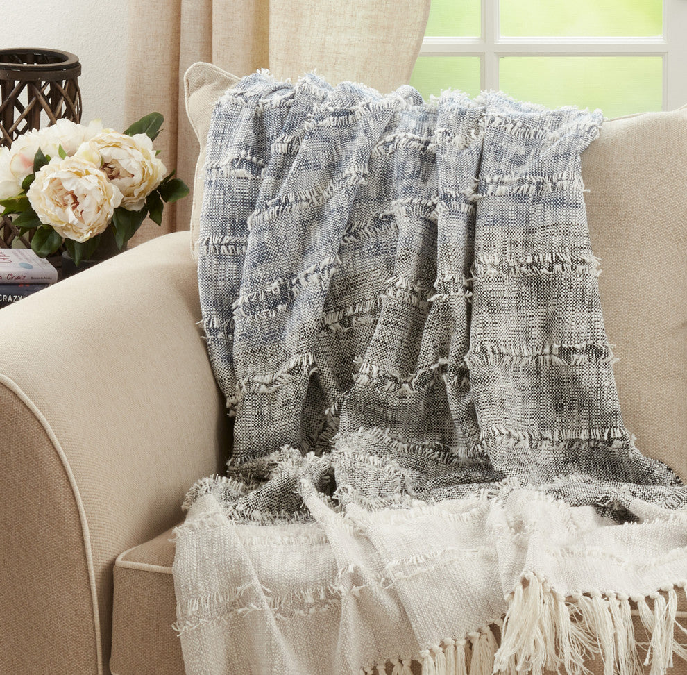 Throw Blanket With Color Block Design