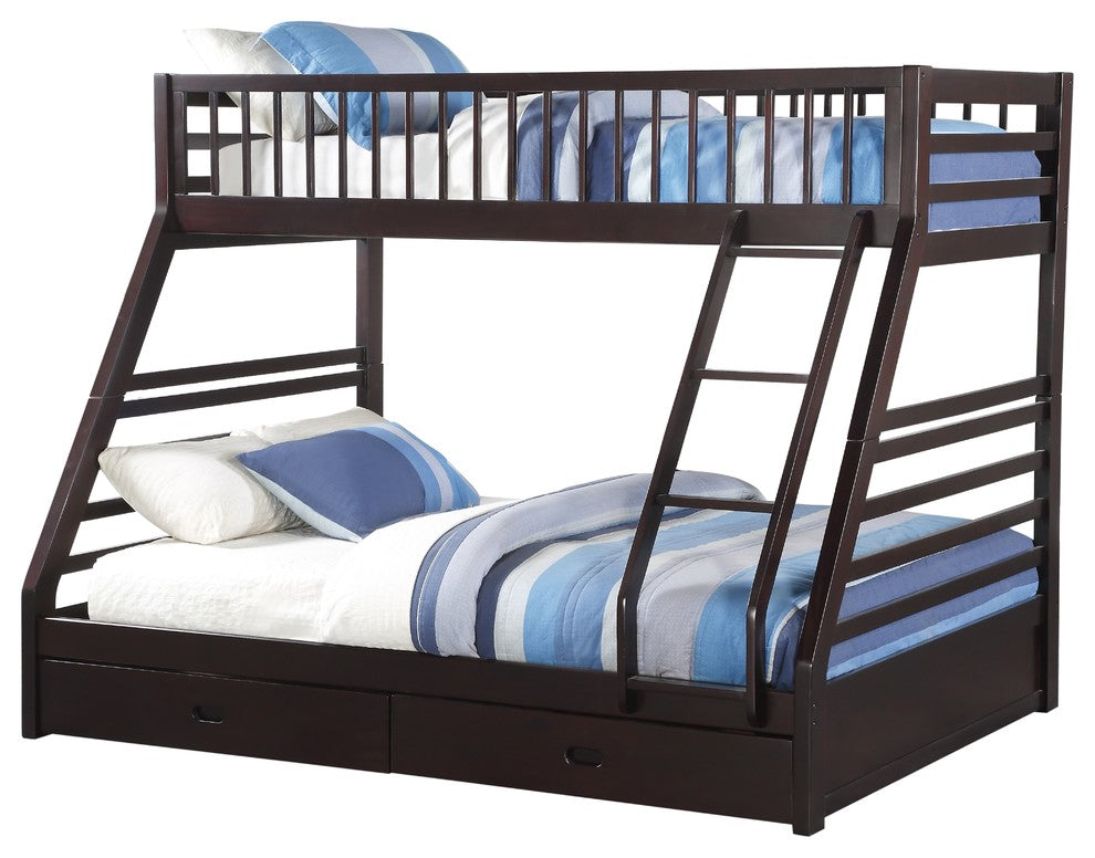 Jason Twin-Over-Queen Bunk Bed With Drawers, Espresso