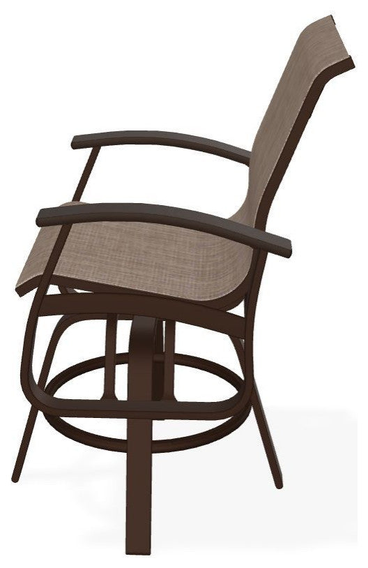 Belle Isle Sling Balcony Height Outdoor Swivel Chair, Augustine Fennel/Kona