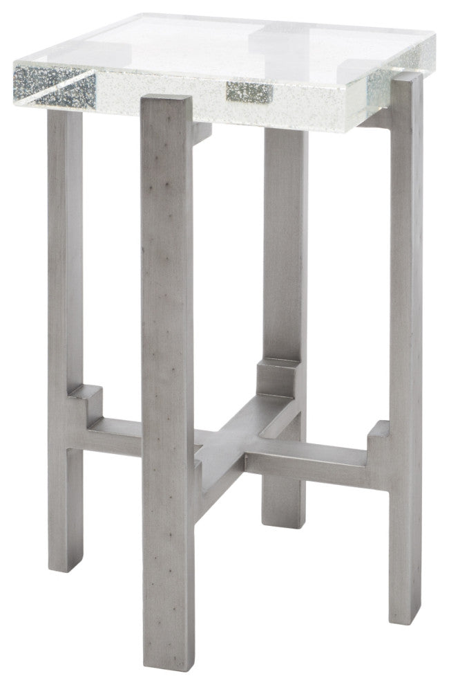 Safavieh Couture Jazlyn Square Bubble Glass Table, Silver/Clear