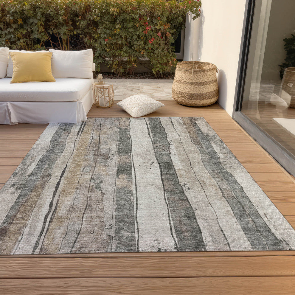 Machine Washable Indoor/Outdoor Chantille ACN1874 Putty 5' x 7'6" Rug