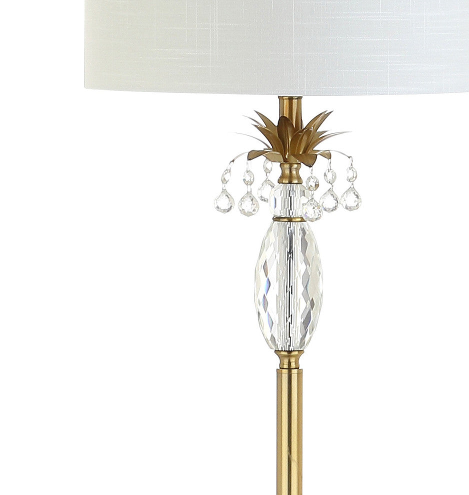 Adalyn 61" Crystal and Metal Floor Lamp, Clear and Brass Gold