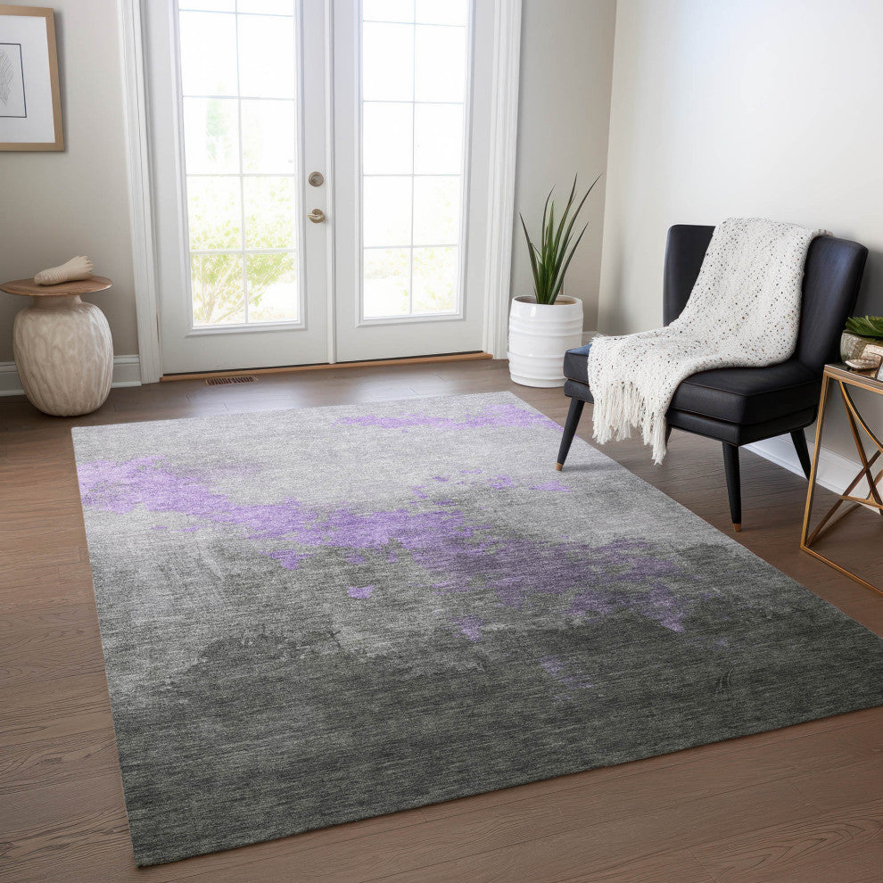 Machine Washable Indoor/Outdoor Chantille ACN1881 Violet 3' x 5' Rug