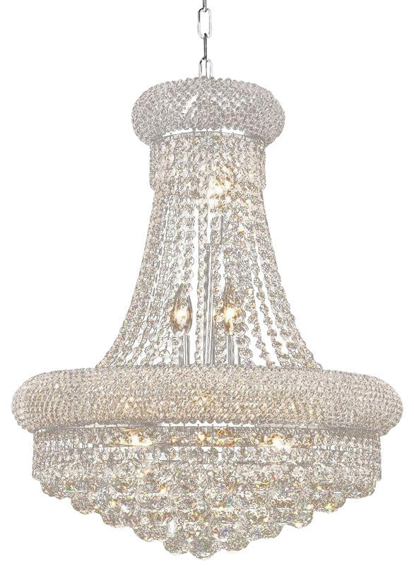 Elegant Primo Dining Room Light, Chrome Finish With Royal Cut Crystal