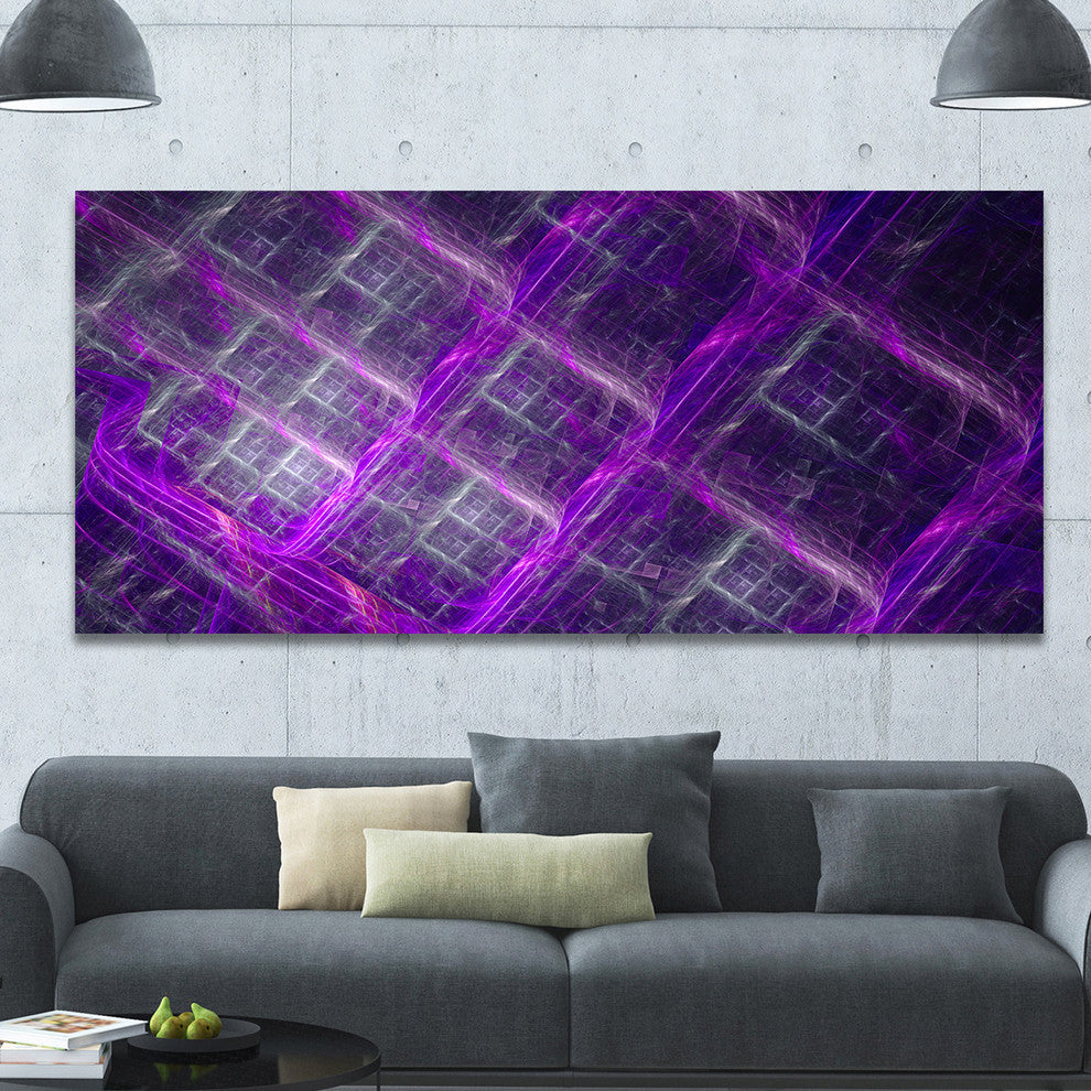 Purple Abstract Metal Grill, Oversized Abstract Canvas Art Print, 60x28