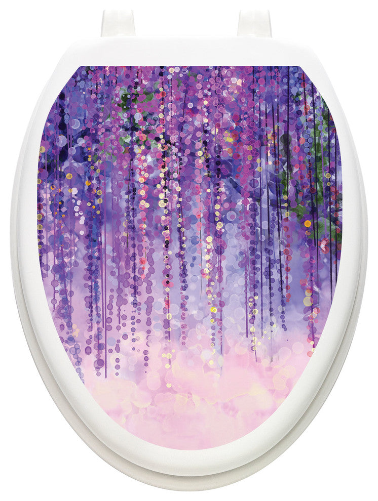 Purple Rain Toilet Tattoos Seat Cover, Vinyl Lid Decal, Bathroom Decor , Elongated