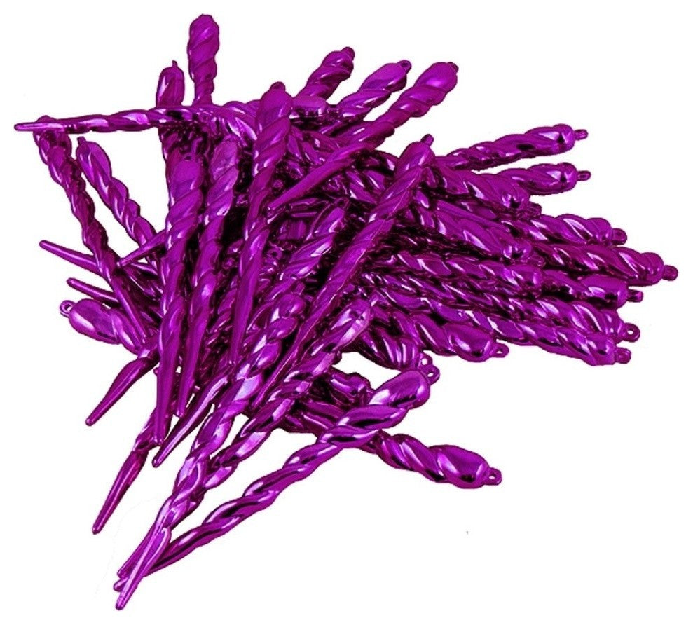 Pink Magenta Shatterproof Icicle Christmas Ornaments, 5", Set of 36