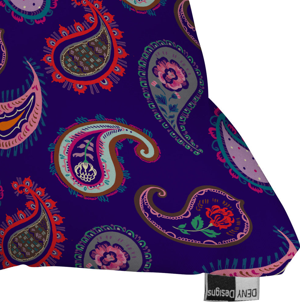 Deny Designs Pimlada Phuapradit Purple Paisleys Outdoor Throw Pillow