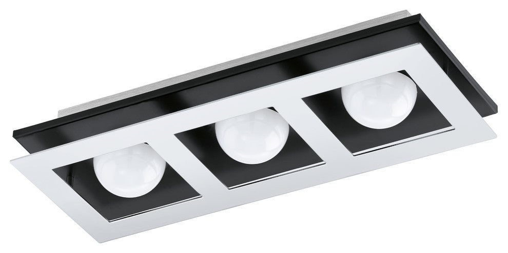 Eglo 3x3.3w Led Ceiling Light W/ Brushed Aluminum & Black Finish & White Plastic