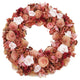 Wooden Shades of Pink and Cream Flowers Artificial Wreath, 12.5"