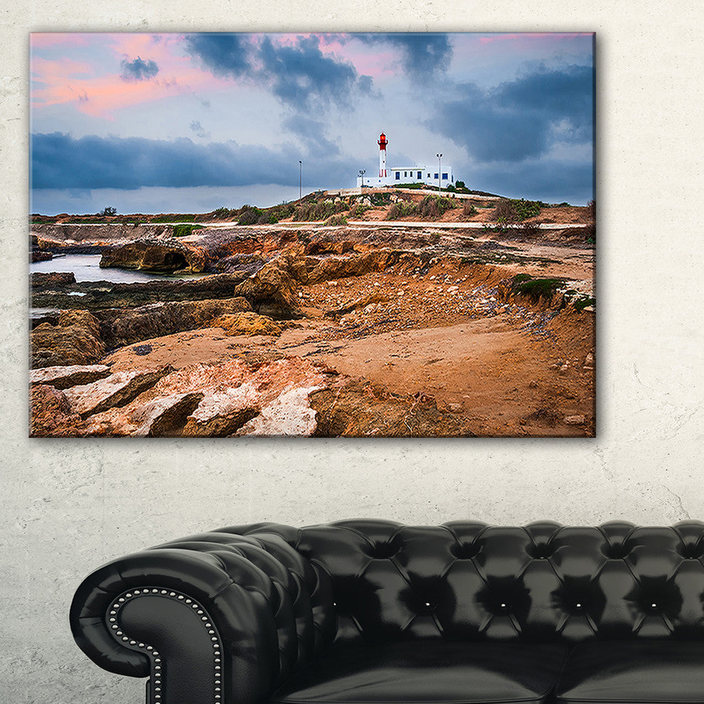 "Remote Lighthouse on the Rocks" Wall Art Canvas Print40"x30"