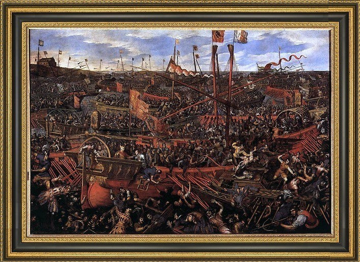 Domenico Robusti Battle of Salvore Framed Premium Canvas Print, 18"x27"