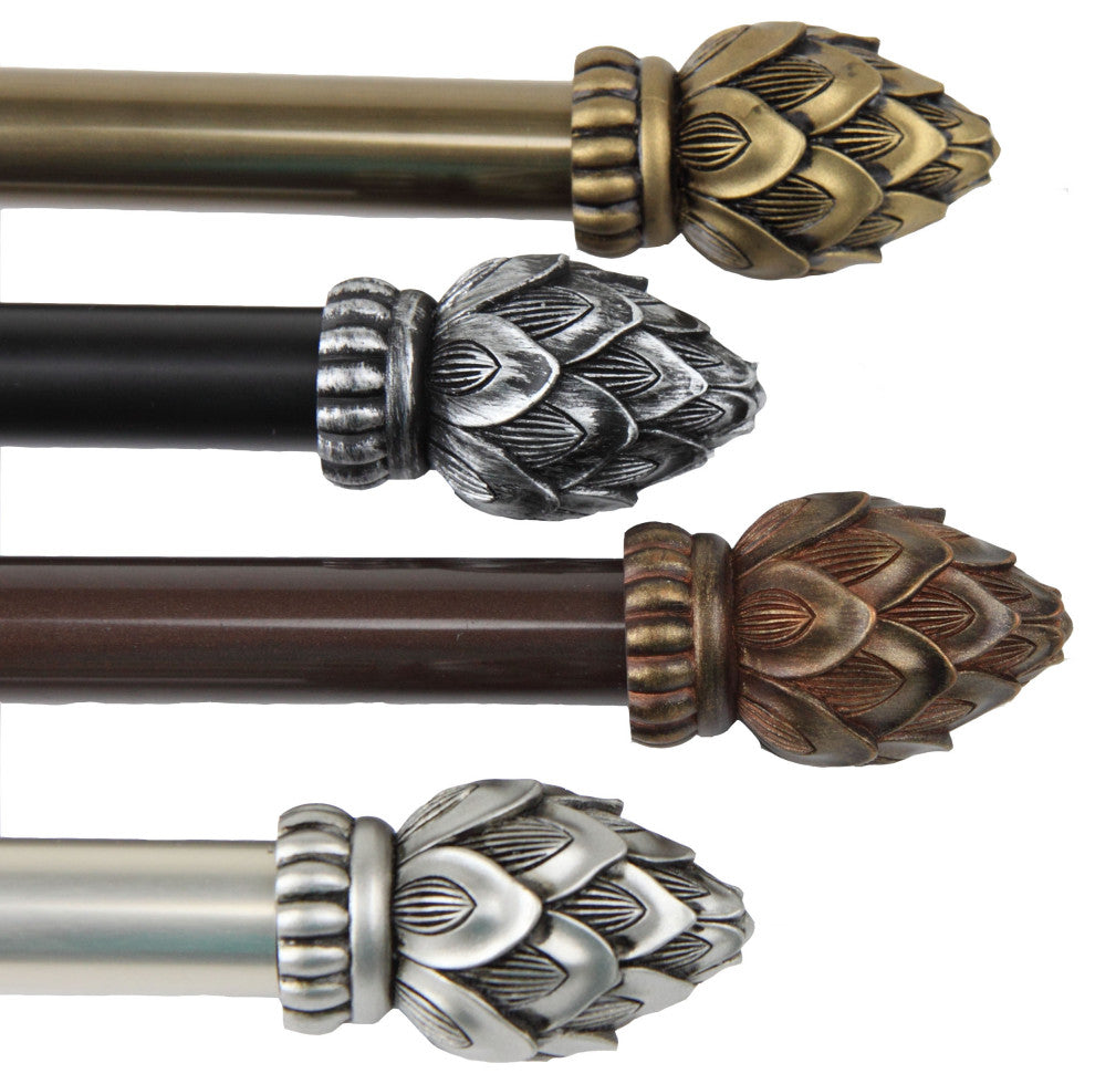 Bud Curtain Rod, Antique Brass, 18-28"