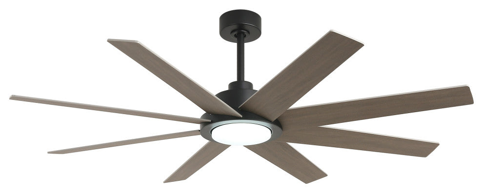 60-inch Industrial 8-Blades Black LED Ceiling Fan with Remote