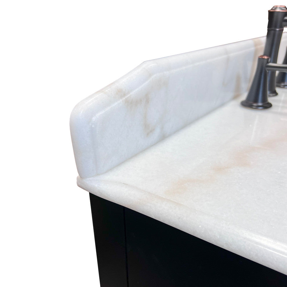 36" Single Sink Vanity, Wood, Black , White Marble