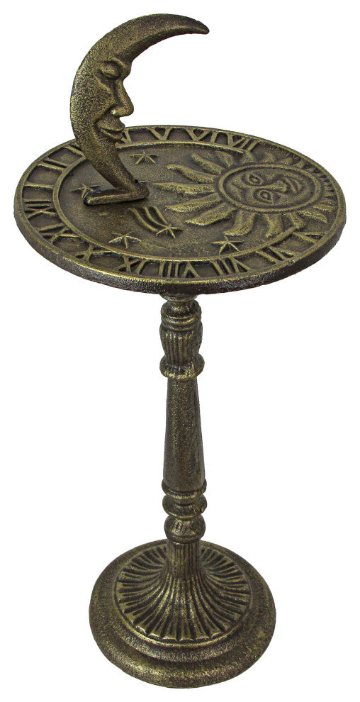 23in Bronze Cast Iron Celestial Sundial Decorative Garden Pedestal Sun Clock
