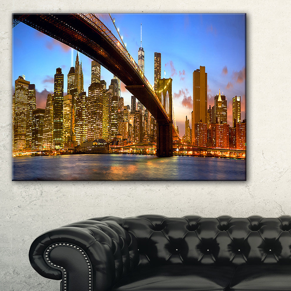 "Manhattan" Panorama With Skyscrapers" Canvas Print32"x16"